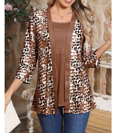 Load image into Gallery viewer, Women&#39;s Autumn New Cardigan Three-quarter Sleeve Digital Printing One-piece Chiffon Shirt
