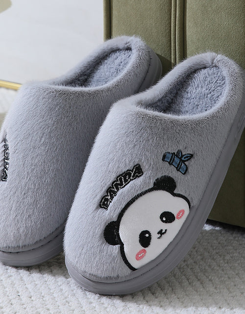 Load image into Gallery viewer, Cute Cartoon Panda Slippers Home Winter Warm Thick-soled Floor Bedroom Slipper Couples House Shoes
