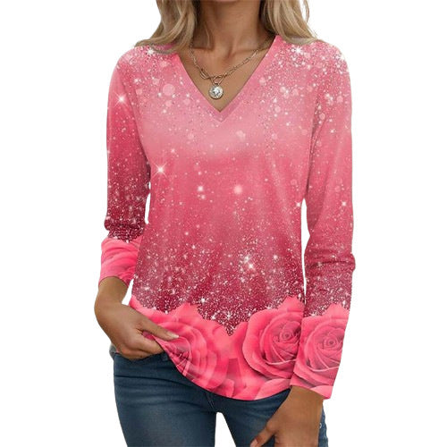 Women's Fashion Casual V-neck Long Sleeve Top