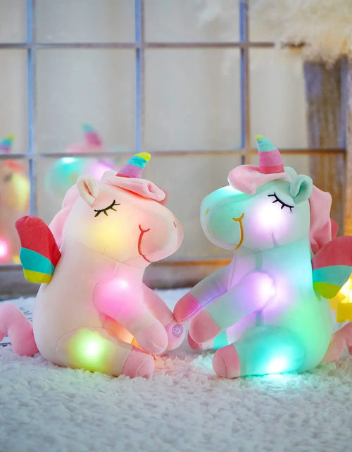 Load image into Gallery viewer, 30Cm LED Light Musical Unicorn Plush Toys Soft Cute Green Pink Light-Up Stuffed Animals for Girls Birthday Gift Glowing Toy
