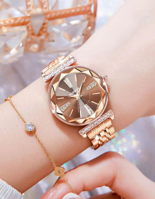 Load image into Gallery viewer, Women&#39;s Diamond Mirror Fashion Waterproof Steel Watch
