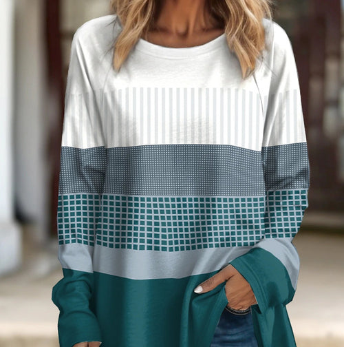 Load image into Gallery viewer, Women&#39;s 3D Pullover Printed Color Blocked Top
