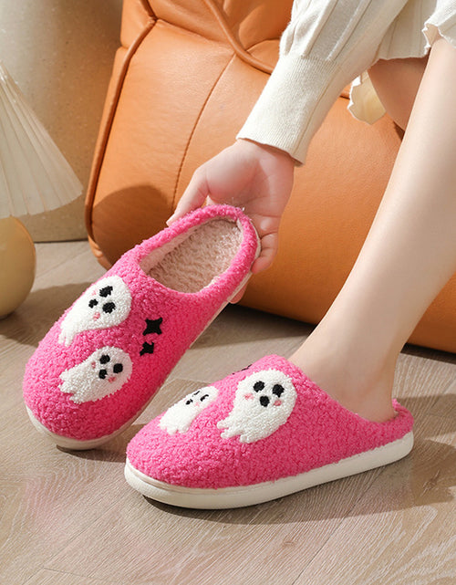 Load image into Gallery viewer, Halloween Cartoon Ghost Cotton Slippers For Women Indoor Non-slip Bedroom Floor Slipper Winter House Shoes
