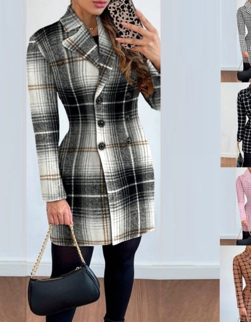 Load image into Gallery viewer, Women&#39;s Long-sleeved Double-breasted Suit Collar Printed Coat
