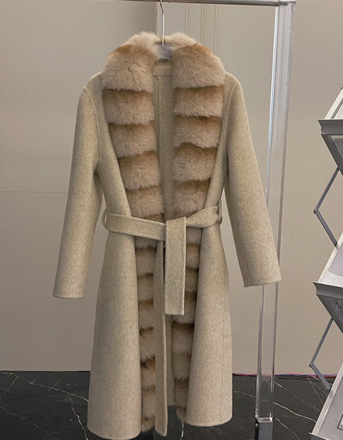 Load image into Gallery viewer, Alpaca Fleecefiber Coat Detachable Fox Fur Collar
