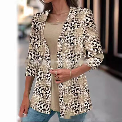 Load image into Gallery viewer, Women&#39;s Autumn New Cardigan Three-quarter Sleeve Digital Printing One-piece Chiffon Shirt
