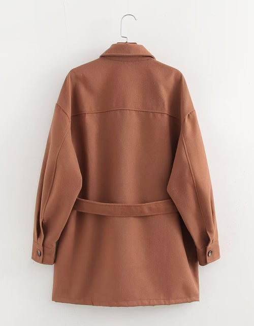 Load image into Gallery viewer, European And American Solid Color Shirt Belt Woolen Coat
