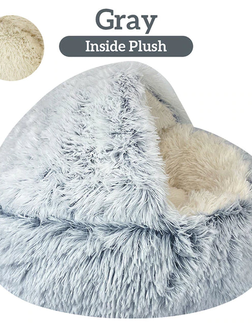 Load image into Gallery viewer, Winter Long Plush Pet Cat Bed round Cat Cushion Cat House 2 in 1 Warm Cat Basket Cat Sleep Bag Cat Nest Kennel for Small Dog Cat
