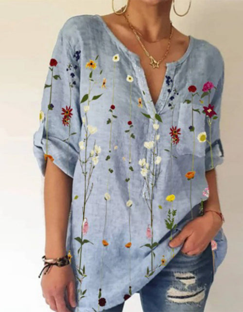 Load image into Gallery viewer, Women&#39;s Fashion Loose Printed V-neck Top
