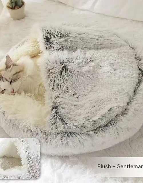 Load image into Gallery viewer, 2 In 1 Dog And Cat Bed Pet Winter Bed Round Plush Warm Bed House Soft Long Plush Pets Bed
