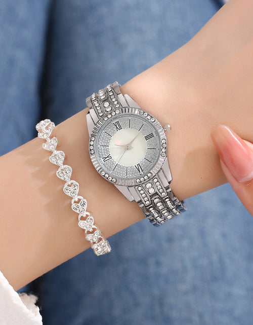 Load image into Gallery viewer, Diamond-embedded Luxury Starry Sky Shell Surface Women&#39;s Fashion All-match Elegant Bracelet Set Quartz Watch
