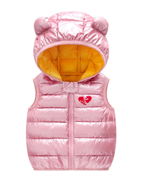 Load image into Gallery viewer, Children Warm Down Vest Autumn Baby Boys Girls Sleeveless Waistcoat Kids Outerwear Vests Children Hooded Jackets
