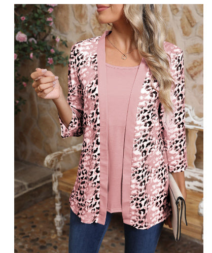 Load image into Gallery viewer, Women&#39;s Autumn New Cardigan Three-quarter Sleeve Digital Printing One-piece Chiffon Shirt
