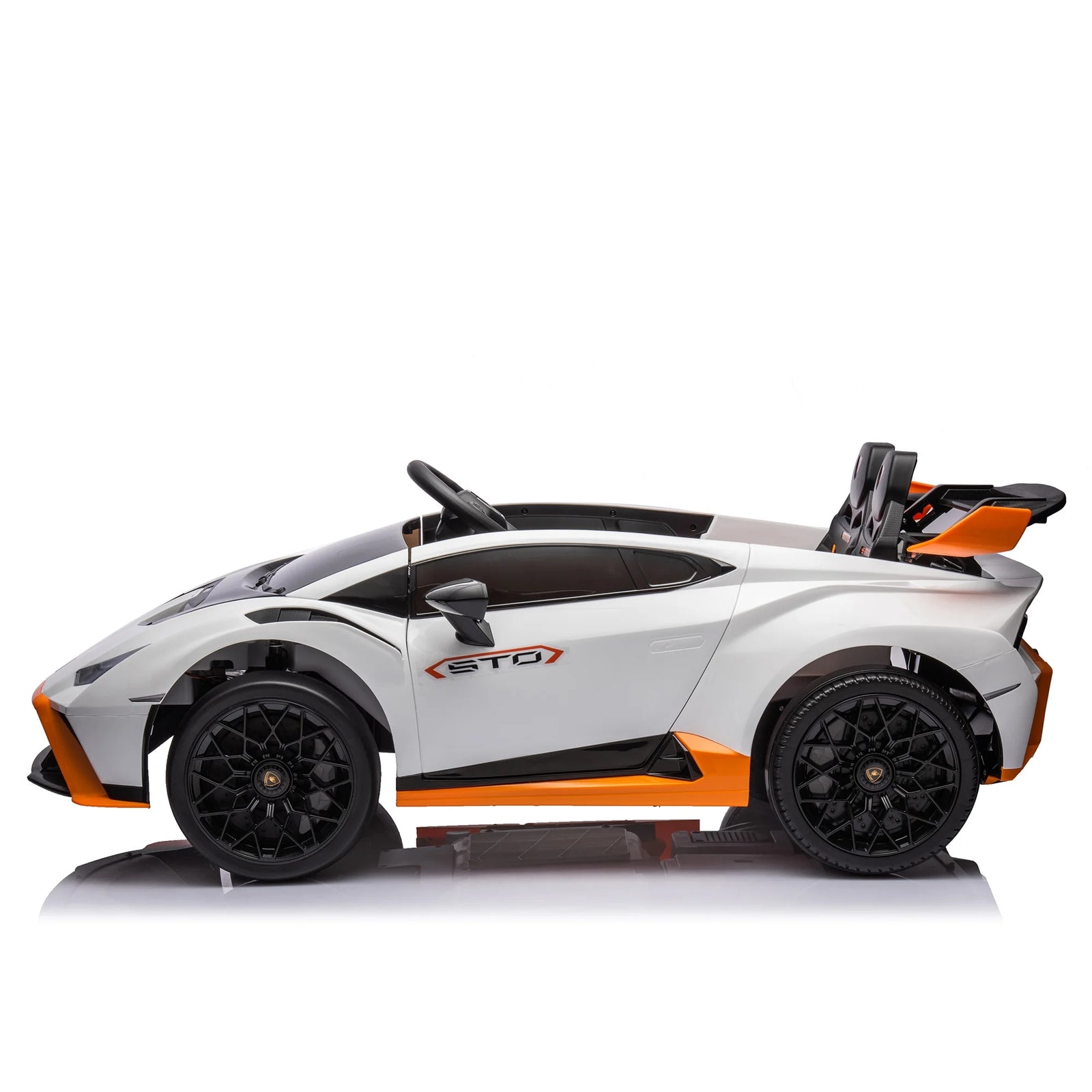 Lamborghini 24 V Ride on Sports Car with Remote Control, Licensed Lamborghini STO Battery Powered Ride on Toy Cars W/Dynamic Music/360° Spin/Drift/Bluetooth/Led Light, Electric Car for Kids 3-8, Gray