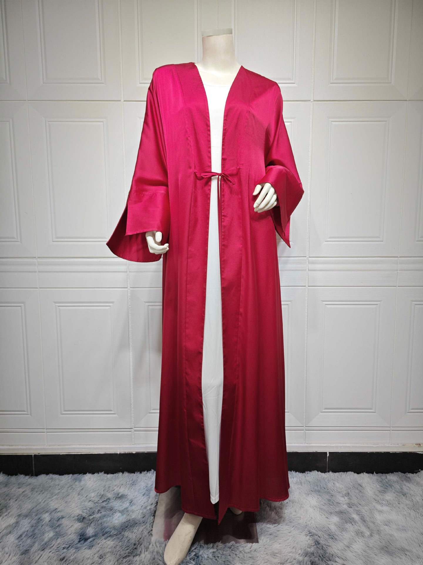 Middle East Muslim Robe Fashion Satin Soft Dress