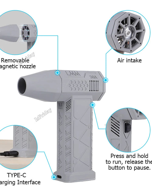 Load image into Gallery viewer, Mini Turbo Jet Fan 110000RPM 45M/S USB Rechargeable Brushless Motor Hair Dryer Powerful Blower with High Speed Duct Fan 2 Colors
