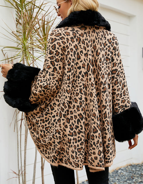 Load image into Gallery viewer, Women&#39;s Leopard Winter Imitate Rex Rabbit Fur Warm Thickened Cape Coat
