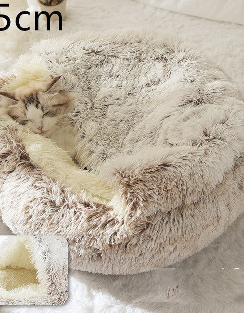 Load image into Gallery viewer, 2 In 1 Dog And Cat Bed Pet Winter Bed Round Plush Warm Bed House Soft Long Plush Pets Bed
