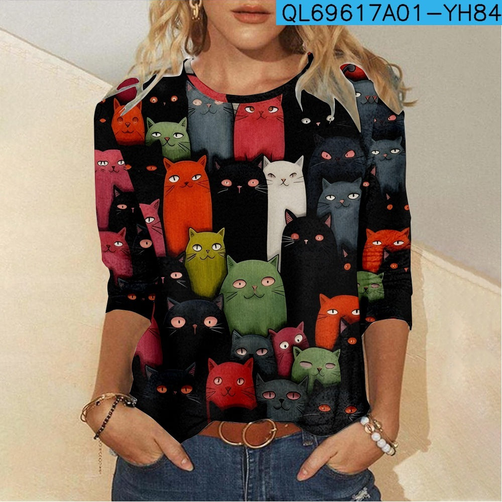 3D Digital Printing Casual Trend Long Sleeve Women's Clothing