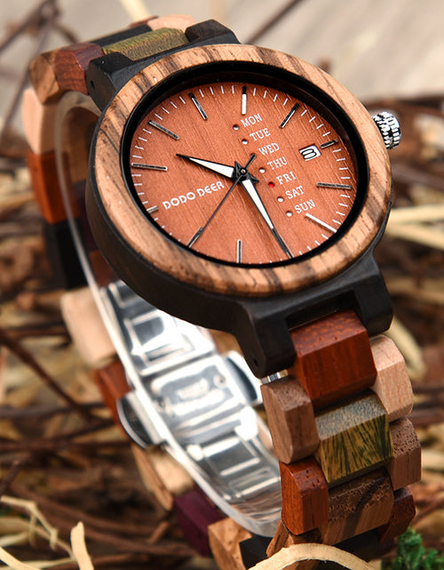 Load image into Gallery viewer, Wood Couple&#39;s European And American Style Calendar Watch
