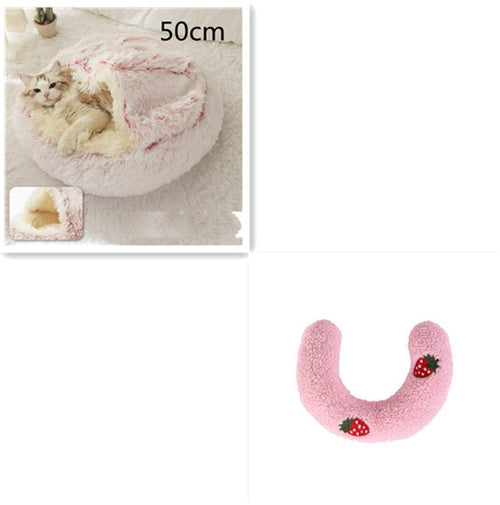 Load image into Gallery viewer, 2 In 1 Dog And Cat Bed Pet Winter Bed Round Plush Warm Bed House Soft Long Plush Pets Bed
