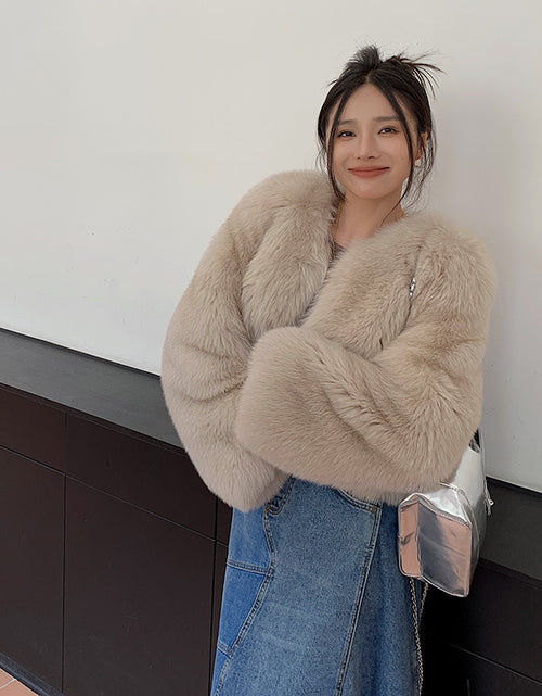 Load image into Gallery viewer, Fox Fur Whole Leather New Young Fur Coat Women&#39;s Short High Waist
