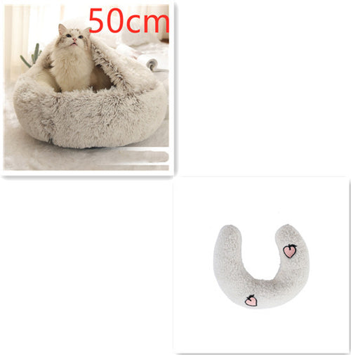 Load image into Gallery viewer, 2 In 1 Dog And Cat Bed Pet Winter Bed Round Plush Warm Bed House Soft Long Plush Pets Bed
