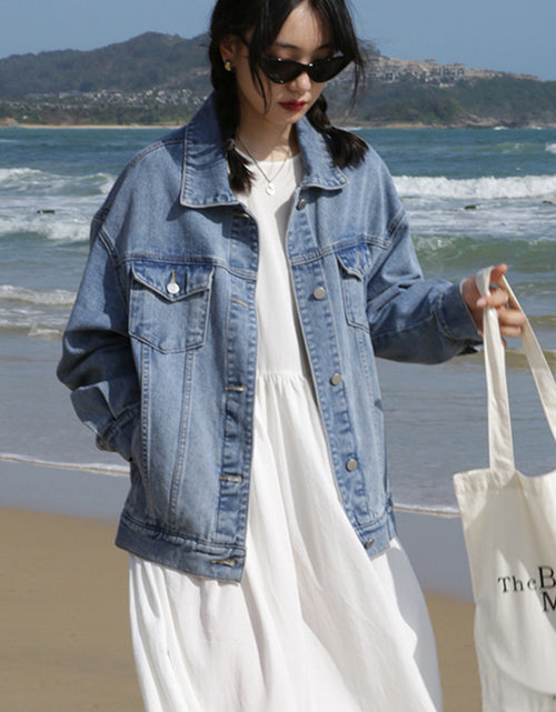 Load image into Gallery viewer, Slimming American Vintage Denim Jacket Ins
