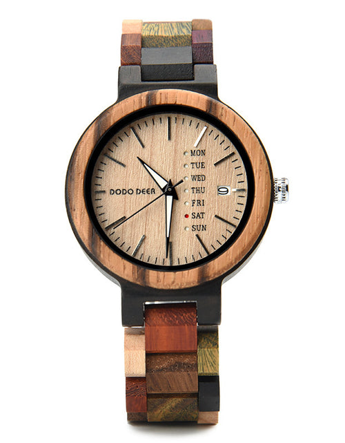 Load image into Gallery viewer, Wood Couple&#39;s European And American Style Calendar Watch
