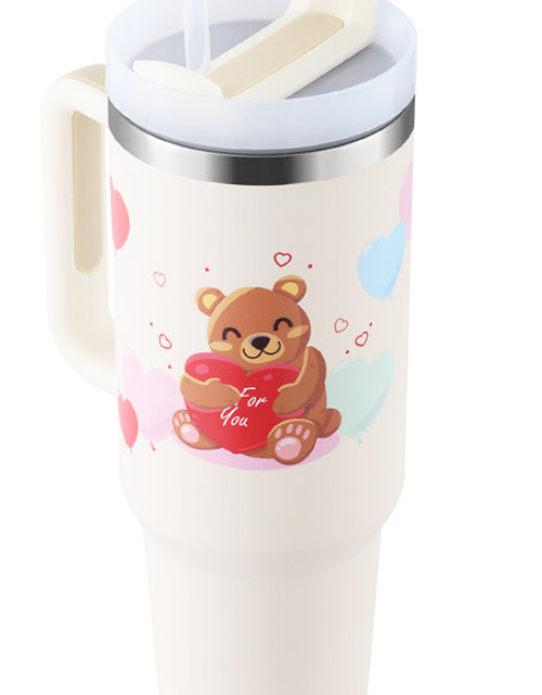 Load image into Gallery viewer, 40 Oz Tumbler With Handle Straw Insulated, Stainless Steel Spill Proof Vacuum Coffee Cup Tumbler With Lid Tapered Mug Gifts For Valentine Lover Suitable For Car Gym Office Travel
