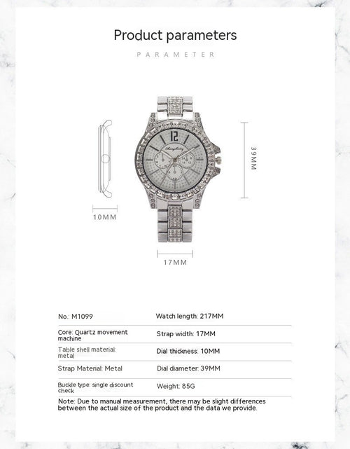 Load image into Gallery viewer, Full Diamond Fake Three-eye Steel Belt Quartz Watch
