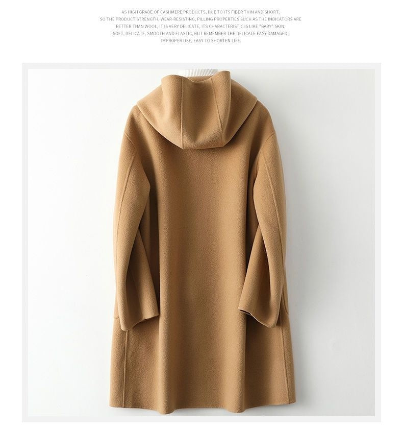 Woolen Coat Women's Elegant Large Pocket Loose