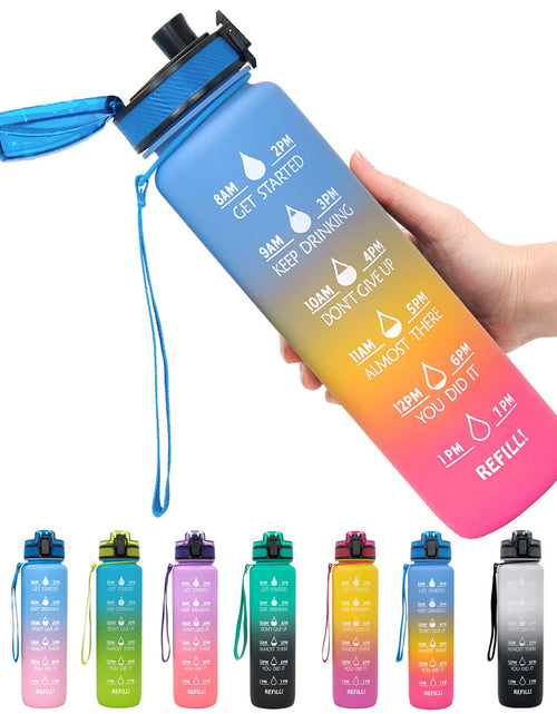 Load image into Gallery viewer, 1L Tritan Water Bottle With Time Marker Bounce Cover Motivational Water Bottle Cycling Leakproof Cup For Sports Fitness Bottles
