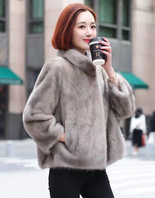 Load image into Gallery viewer, Fashion Casual Stand Collar Thickened Warm Mink Fur Short Coat
