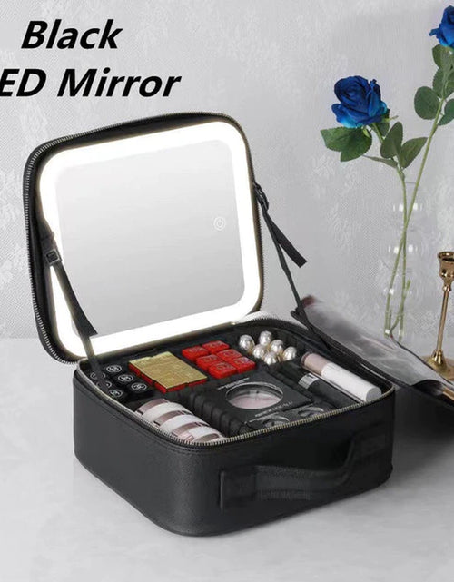 Load image into Gallery viewer, Women LED Light Cosmetic Bag Mirror Cosmetic Case Luxury PU Large Capacity Portable Travel Makeup Bags for Women
