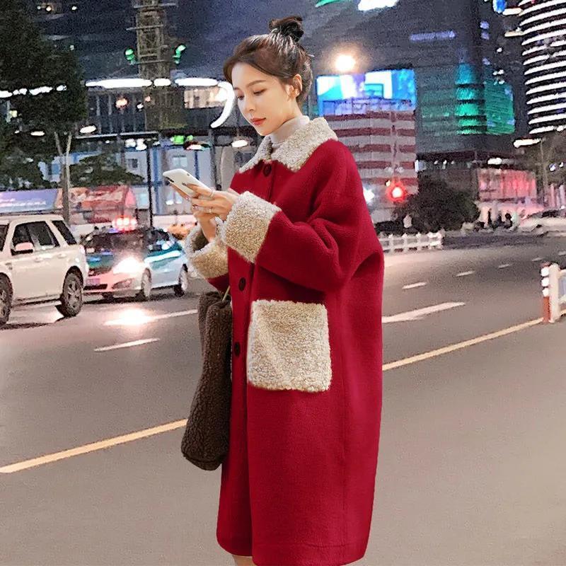 Women's Mid-length Thickened Faux Lamb Plush Coat