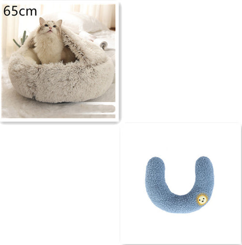 Load image into Gallery viewer, 2 In 1 Dog And Cat Bed Pet Winter Bed Round Plush Warm Bed House Soft Long Plush Pets Bed
