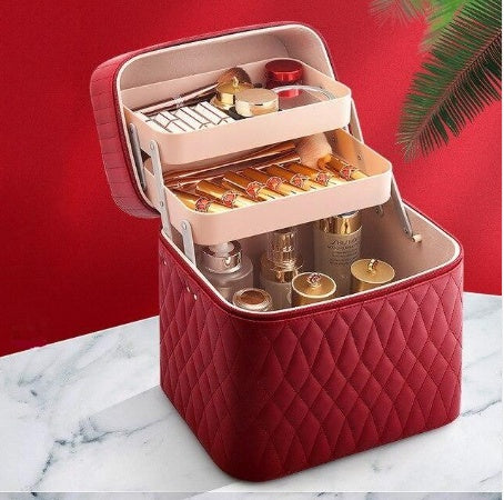 Load image into Gallery viewer, Large Capacity Korean Style Portable Cosmetics Storage Box Travel Wash Cosmetic Case
