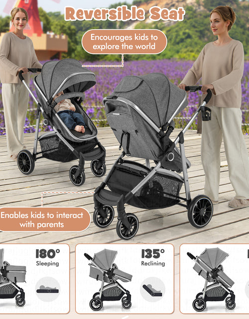 Load image into Gallery viewer, Babyjoy 2 in 1 Convertible Baby Stroller High Landscape Infant Stroller Grey
