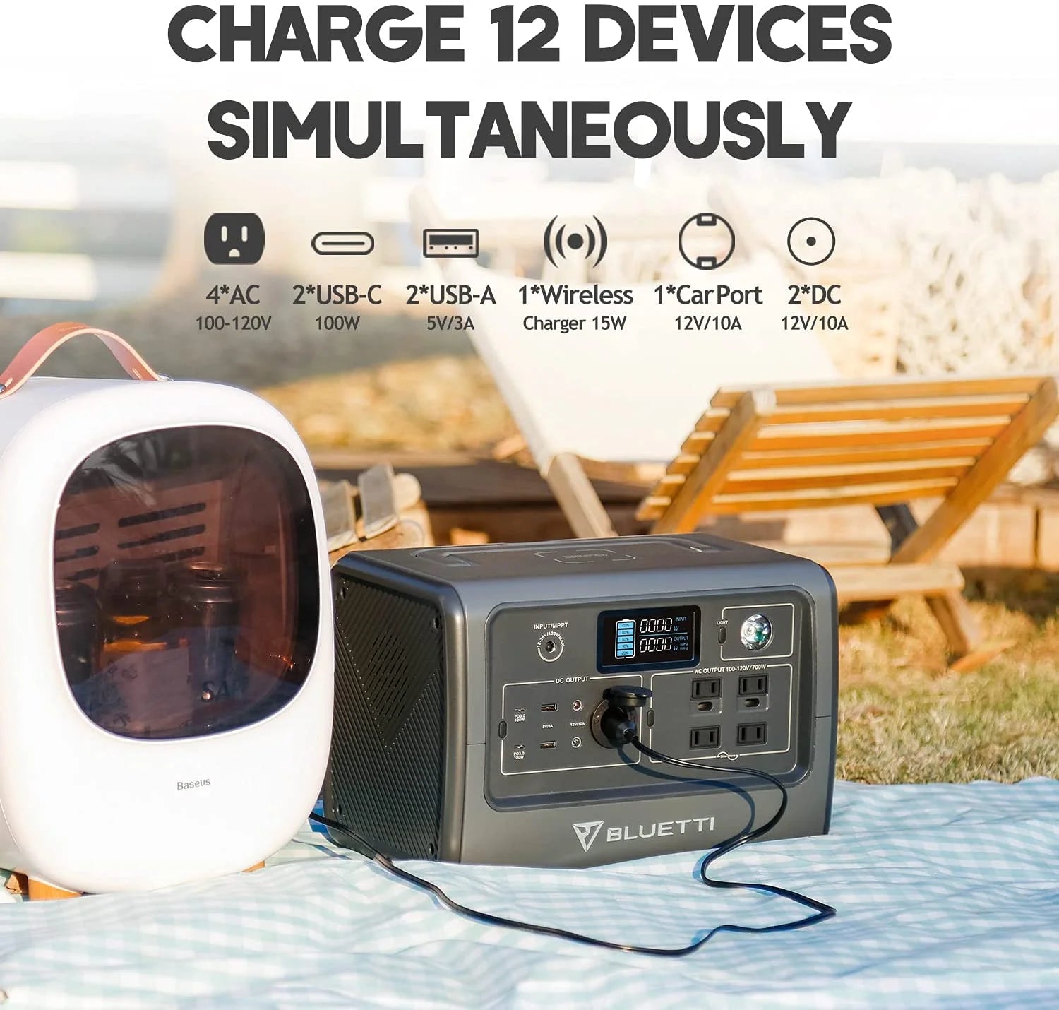 EB70S Portable Power Station with 200W Foldable Solar Panel, 716Wh Capacity Solar Generator, 800W AC Output, for Outdoor Camping Home Vanlife off Grid Emergency