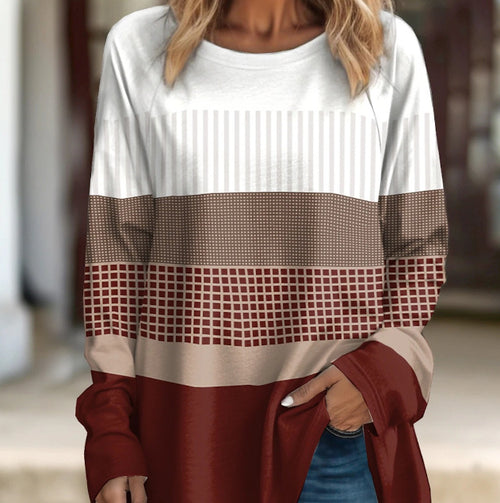 Load image into Gallery viewer, Women&#39;s 3D Pullover Printed Color Blocked Top
