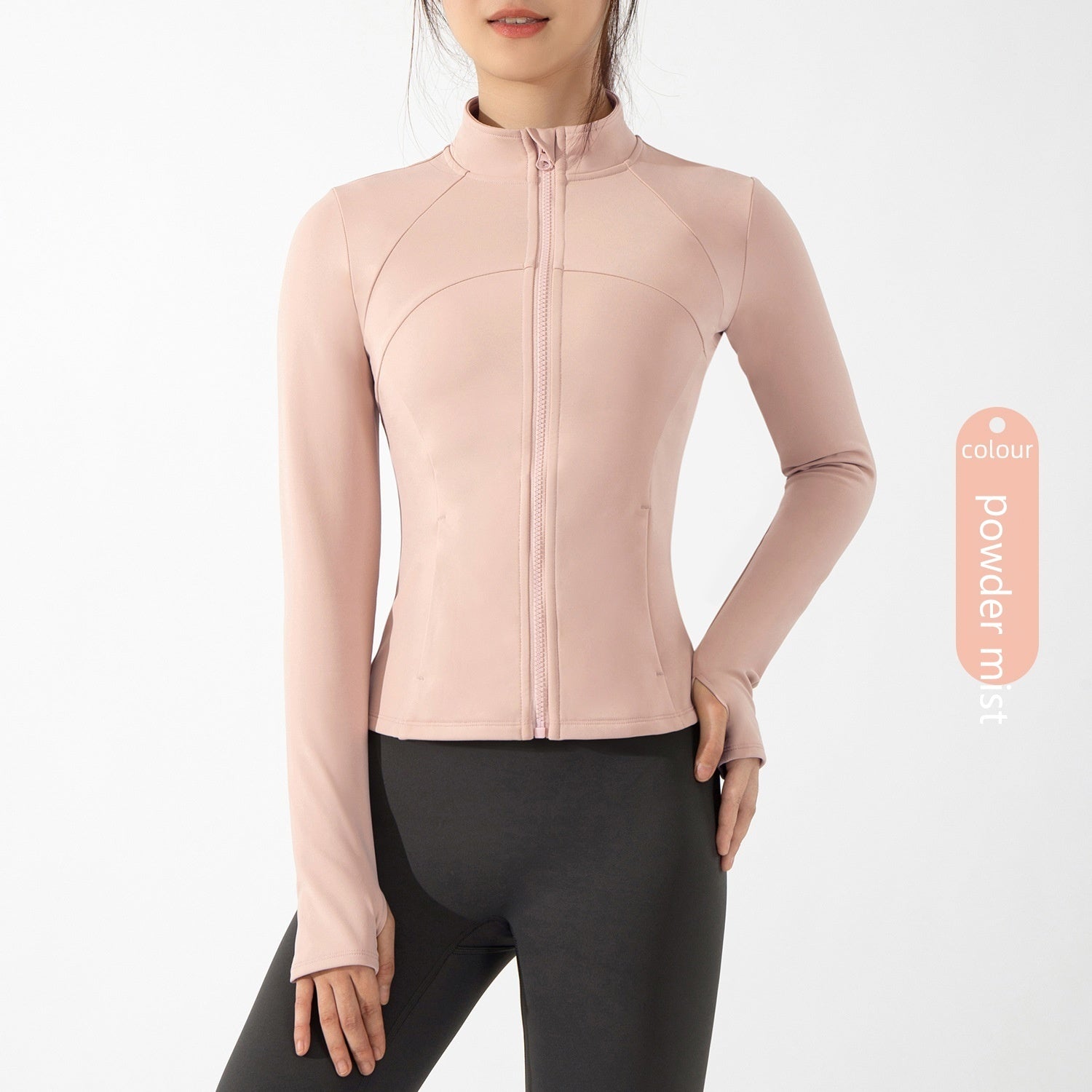 New Yoga Wear Women's Fleece-lined Stand Collar Outdoor Thin Exercise Workout Top