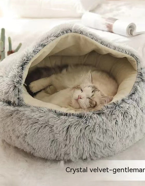 Load image into Gallery viewer, 2 In 1 Dog And Cat Bed Pet Winter Bed Round Plush Warm Bed House Soft Long Plush Pets Bed
