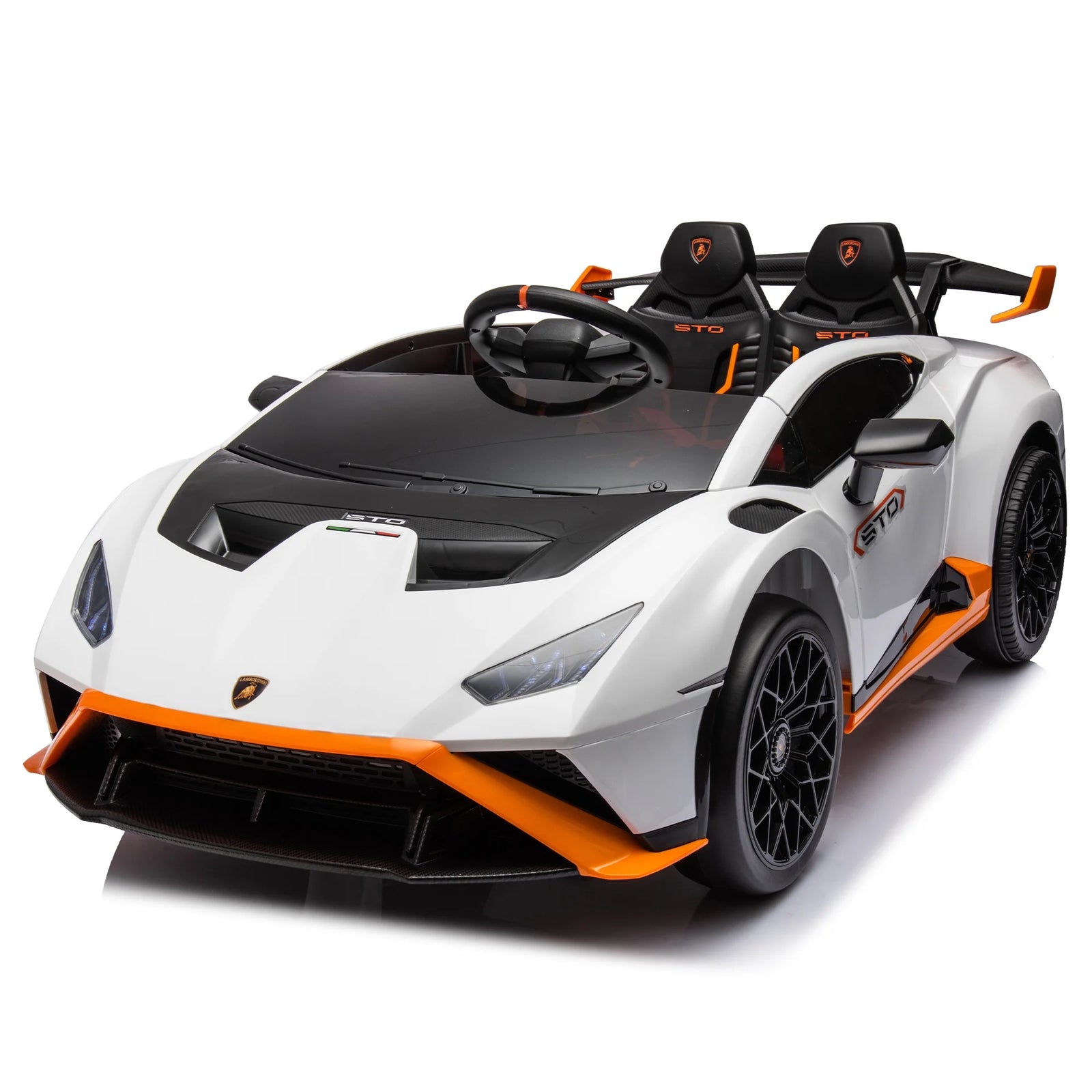 Lamborghini 24 V Ride on Sports Car with Remote Control, Licensed Lamborghini STO Battery Powered Ride on Toy Cars W/Dynamic Music/360° Spin/Drift/Bluetooth/Led Light, Electric Car for Kids 3-8, Gray