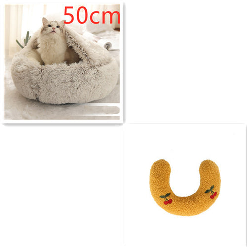 Load image into Gallery viewer, 2 In 1 Dog And Cat Bed Pet Winter Bed Round Plush Warm Bed House Soft Long Plush Pets Bed
