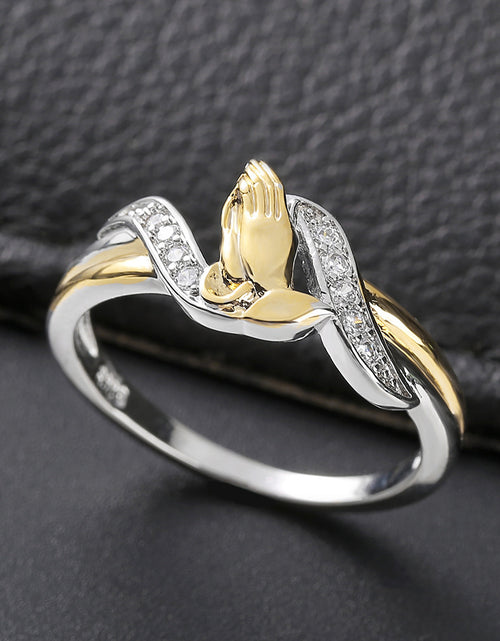 Load image into Gallery viewer, Creative Hands Prayer Color Separation Ring European And American Plated 18K
