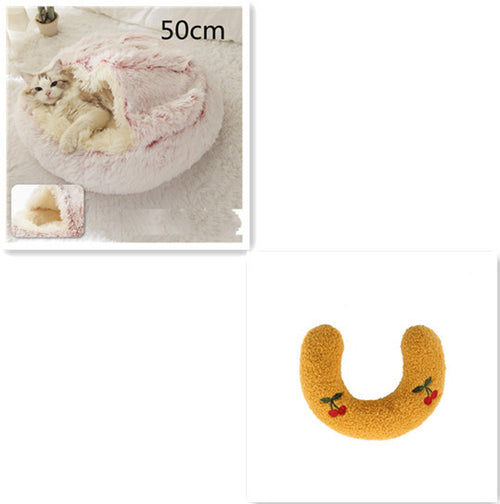 Load image into Gallery viewer, 2 In 1 Dog And Cat Bed Pet Winter Bed Round Plush Warm Bed House Soft Long Plush Pets Bed
