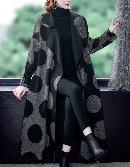 Load image into Gallery viewer, Loose Slimming Mid-length Large Lapel Polka Dot Coat For Women
