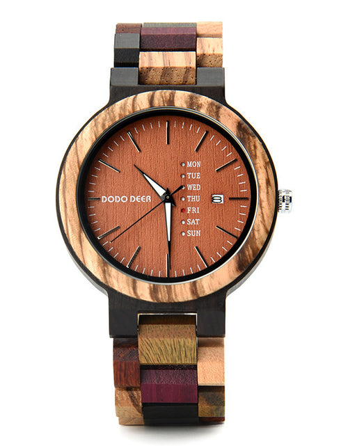 Load image into Gallery viewer, Wood Couple&#39;s European And American Style Calendar Watch
