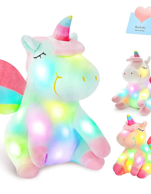 Load image into Gallery viewer, 30Cm LED Light Musical Unicorn Plush Toys Soft Cute Green Pink Light-Up Stuffed Animals for Girls Birthday Gift Glowing Toy
